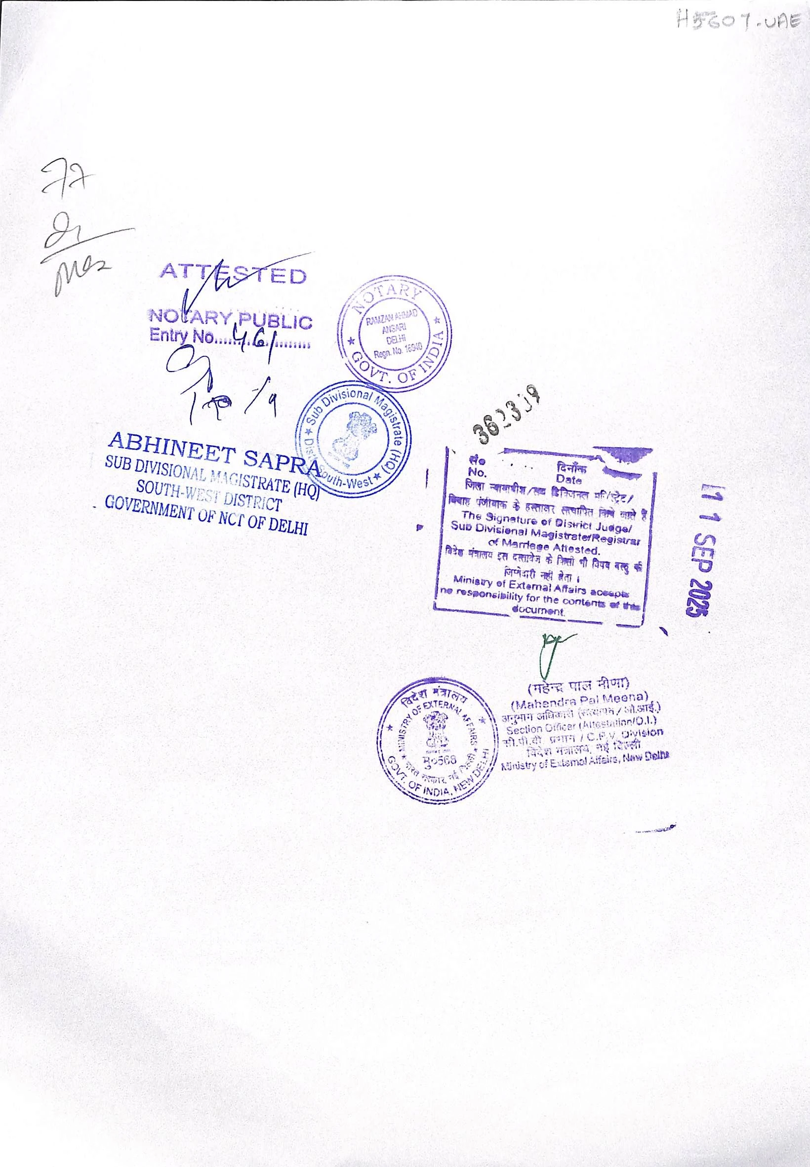 Doc A: Indian MEA and SDM Authentication